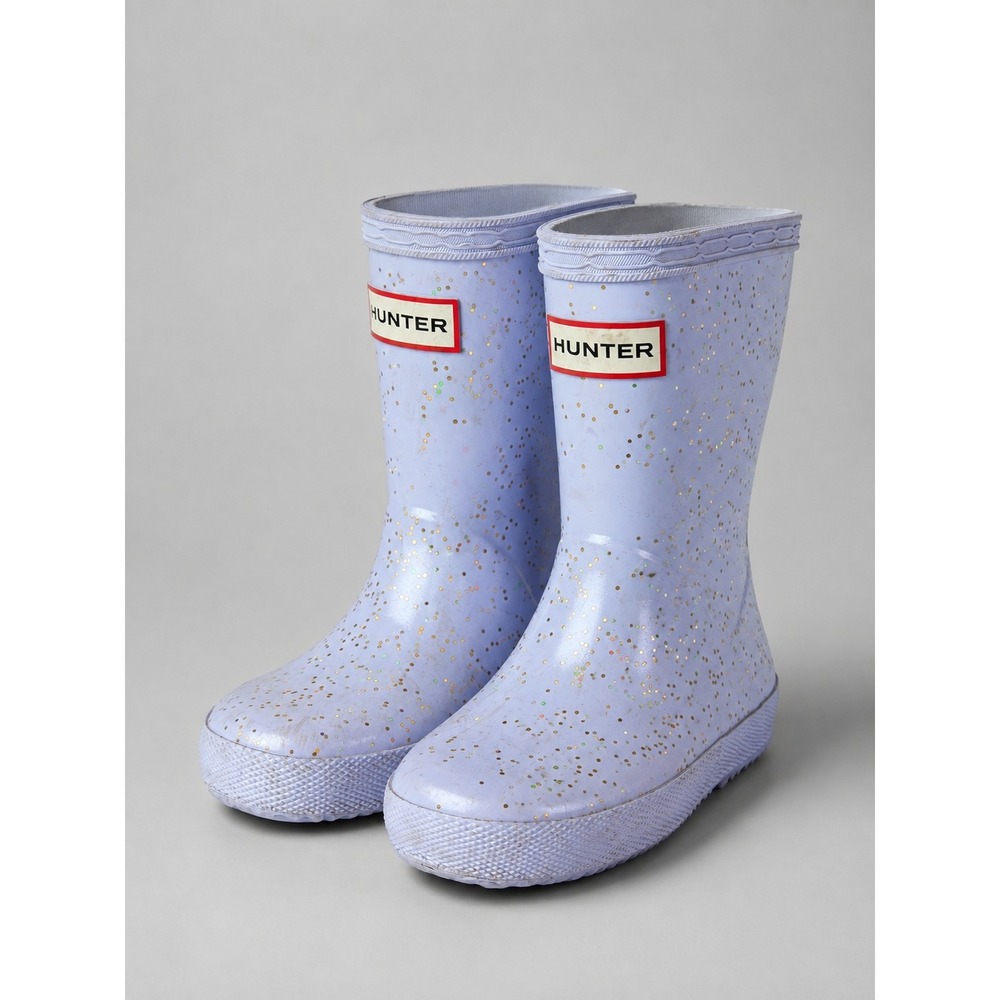 Hunter Rain Boots Toddler Girls Sz 7 Lavender Purple Glitter Waterproof School